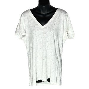 Merona White Silver & Gold Sparkling V Neck Flowy Tee Large XXL New w/o tags